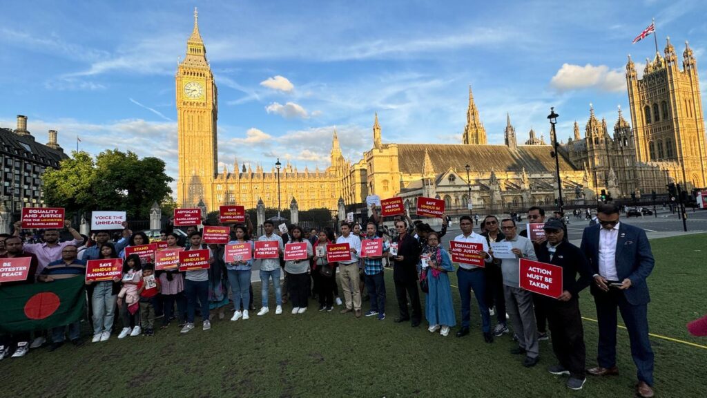 Protest In front of British Parliament against Bangladesh Hindu Genocide